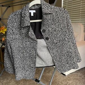 Charter Club Black and White Patterned Jacket